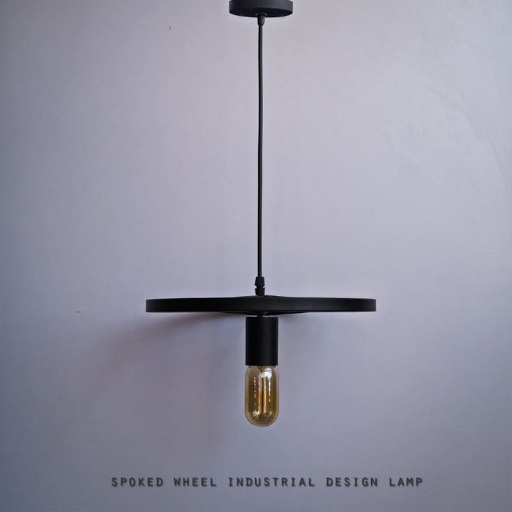 Spoked Wheel Industrial Design Lamp - The Black Steel