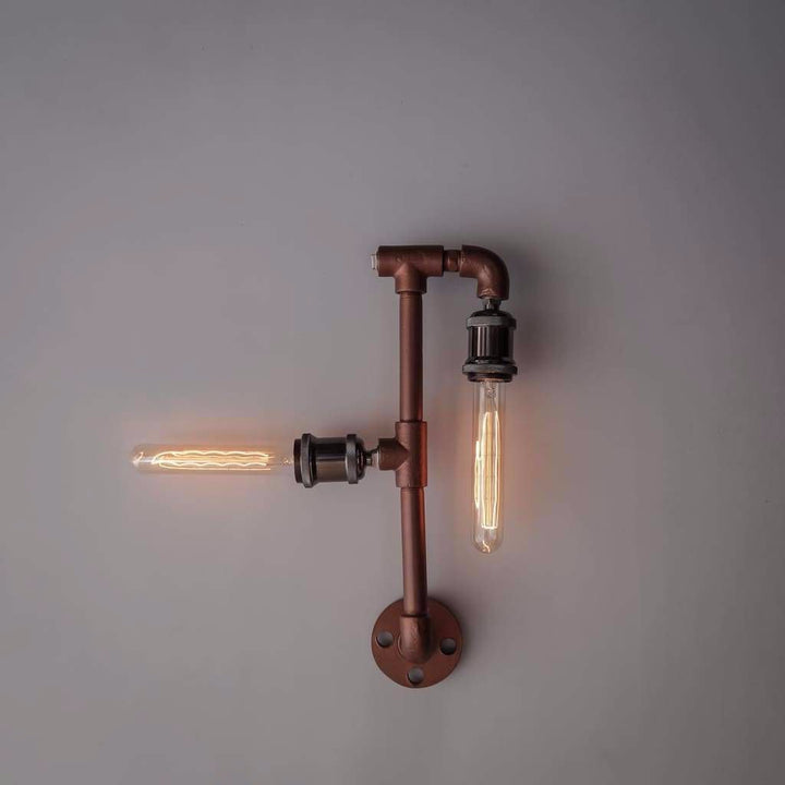 Steampunk Iron Pipe Lamp Wall Light Fixture - The Black Steel