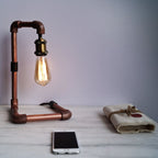 Steampunk Style Industrial Bend Copper Desk CU 29 Pipe Lamp - The Black Steel
