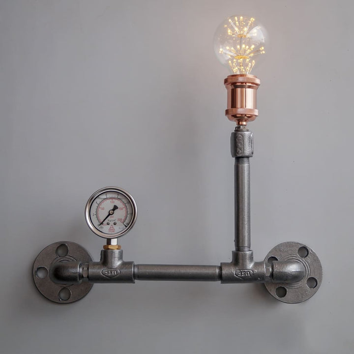 Stena Grey Edison Pipe Wall Lamp Modern Industrial Lighting - The Black Steel