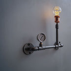 Stena Grey Edison Pipe Wall Lamp Modern Industrial Lighting - The Black Steel