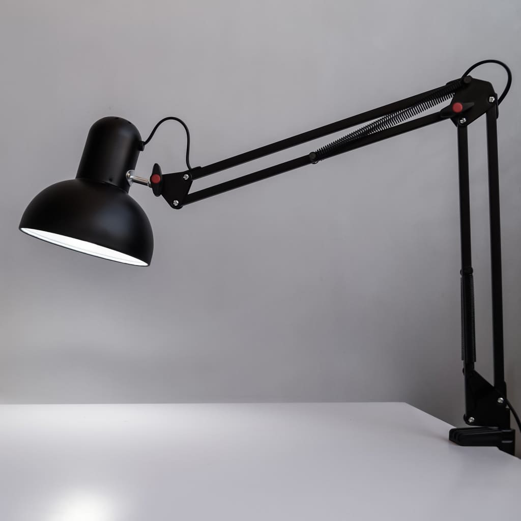 Swing Arm Desk Clamp-On-Lamp 30"H - The Black Steel