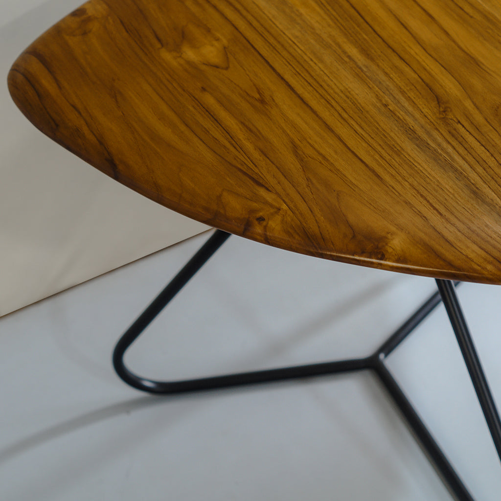 industrial centre table brown teak wood iron metal frame black coffee table furniture