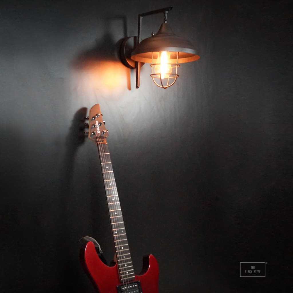 Theopompus Lantern Vintage Style Interior Wall Lamp - The Black Steel