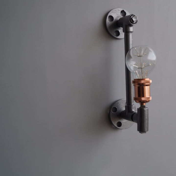 TPF21 Silver Industrial Pipe Wall Sconce - The Black Steel