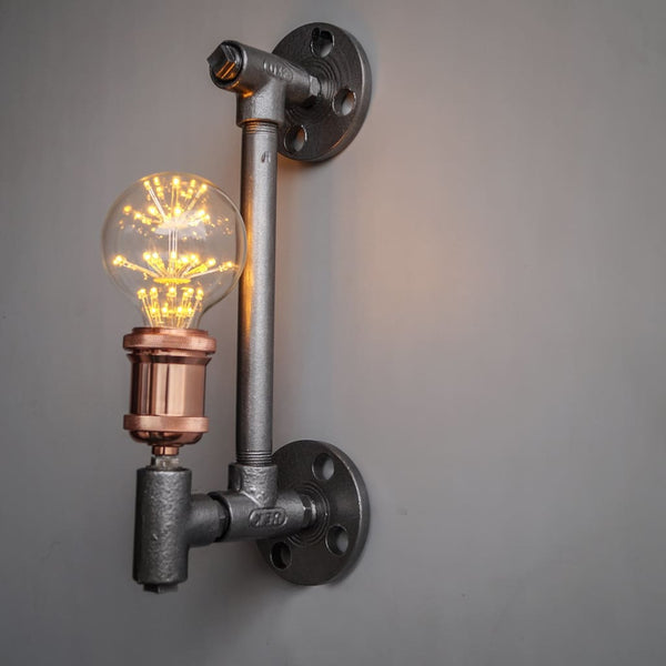 TPF21 Silver Industrial Pipe Wall Sconce - The Black Steel