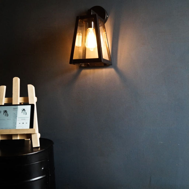 Trapezoid Glass Geometric Industrial Wall  Lamp - The Black Steel