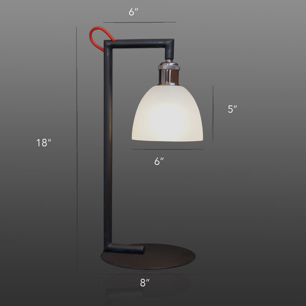 Vertigo Black Frosted Glass Bedside Lamp - The Black Steel