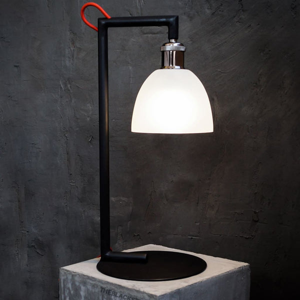 Vertigo Black Frosted Glass Bedside Lamp - The Black Steel