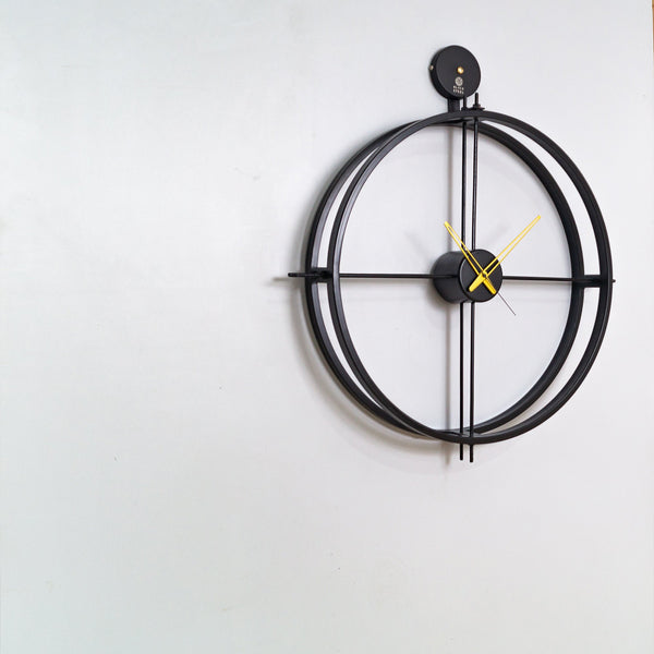 Minimal Black Metal Wall Clock - The Black Steel