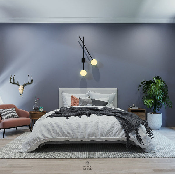 Minimalistic Frosted Glass Wall Light Fixture - The Black Steel