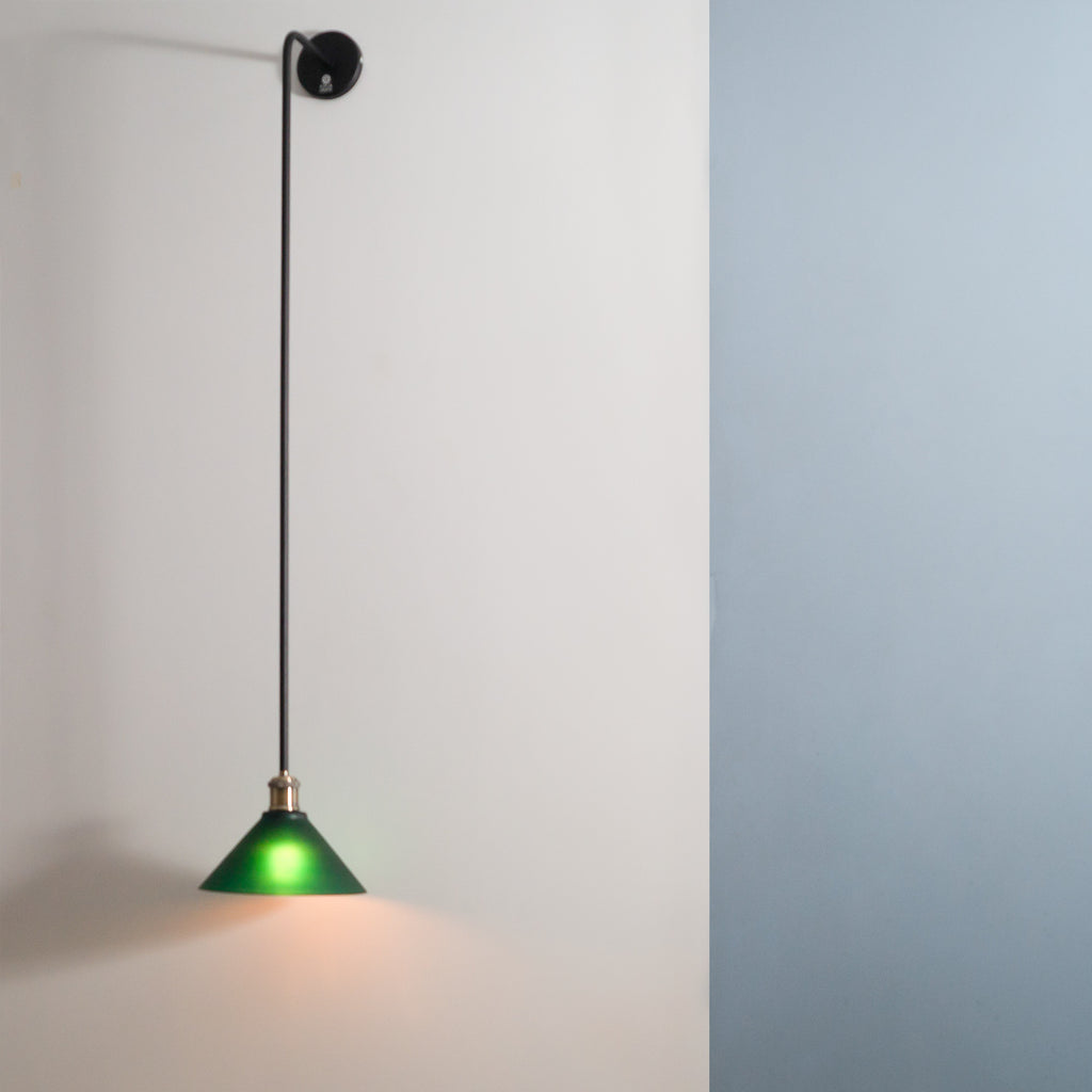 tall wall lamp green glass 