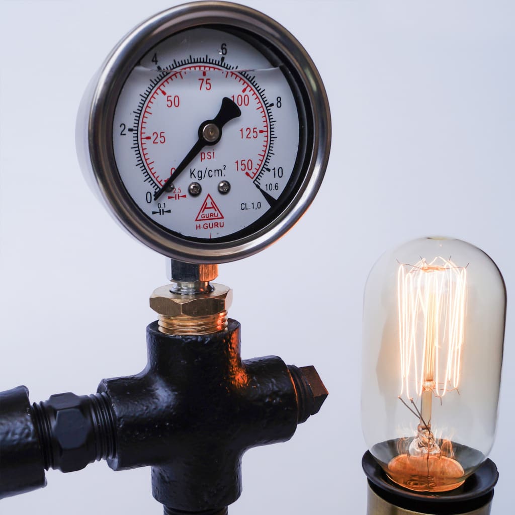 Warehouse Pressure Gauge Twisted Industrial Lamp - The Black Steel