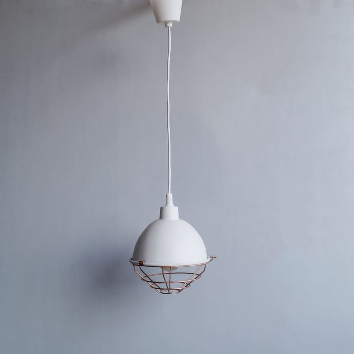 White Dome Industrial Style Copper Grill Pendant Light - The Black Steel
