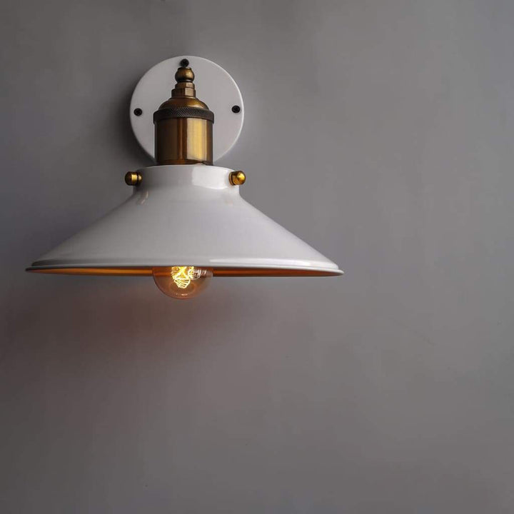 White Scandinavian Cone Wall lamp - The Black Steel